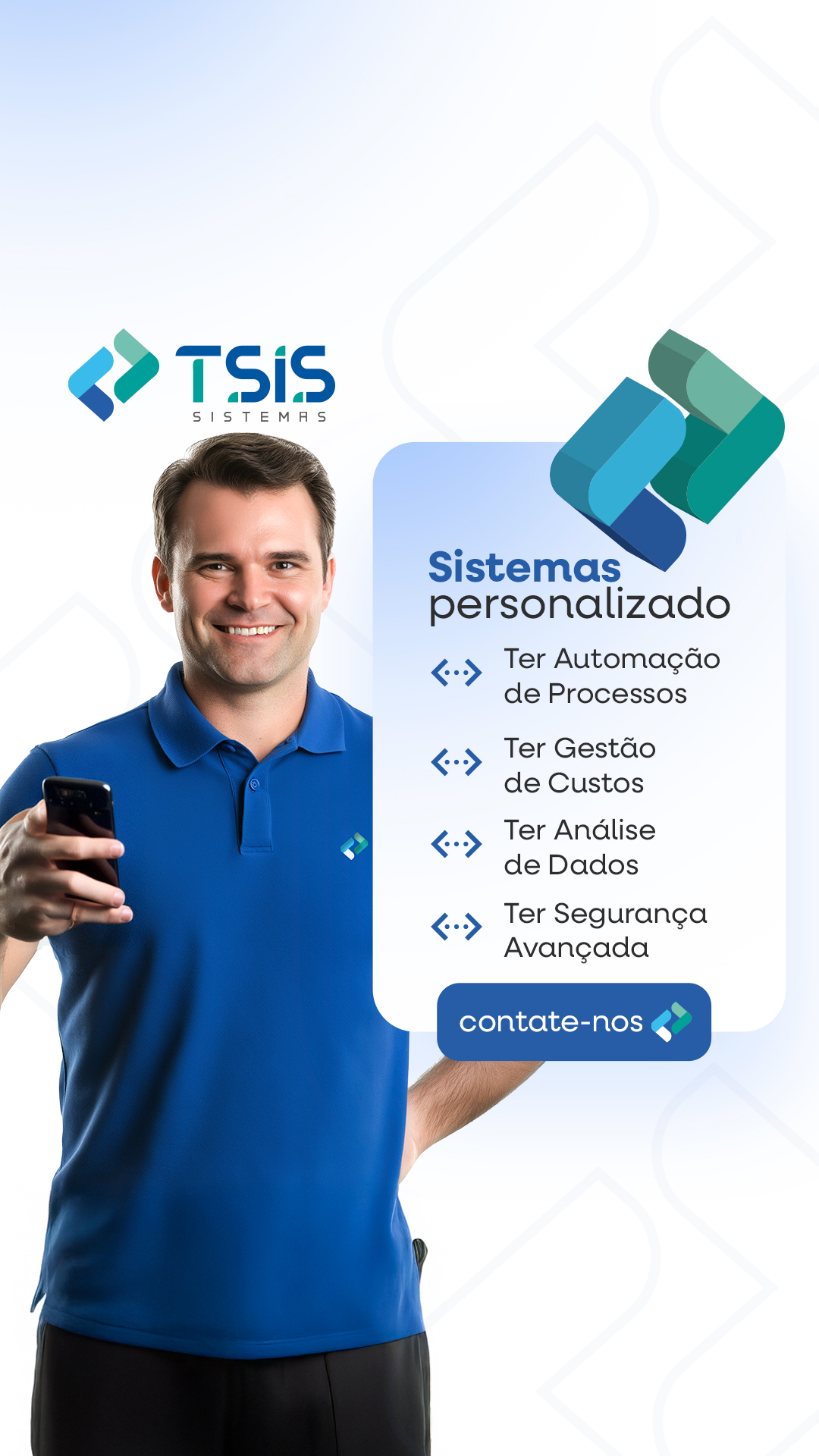 Sistemas personalizados com automação, custos, análise de dados e segurança